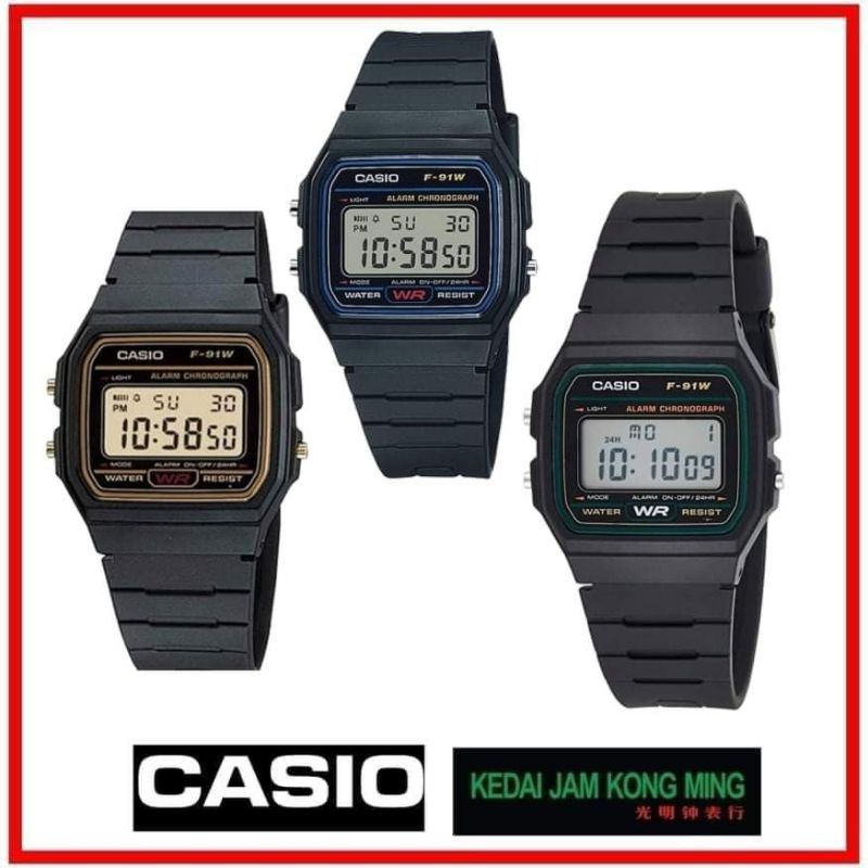 Casio digital vintage watch F-91w & Free 1 PCS Tali nylon | Shopee