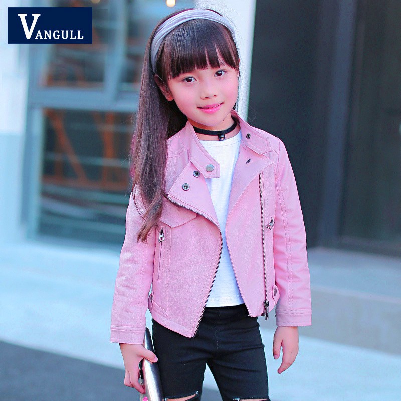 Pink leather 2024 jacket girls