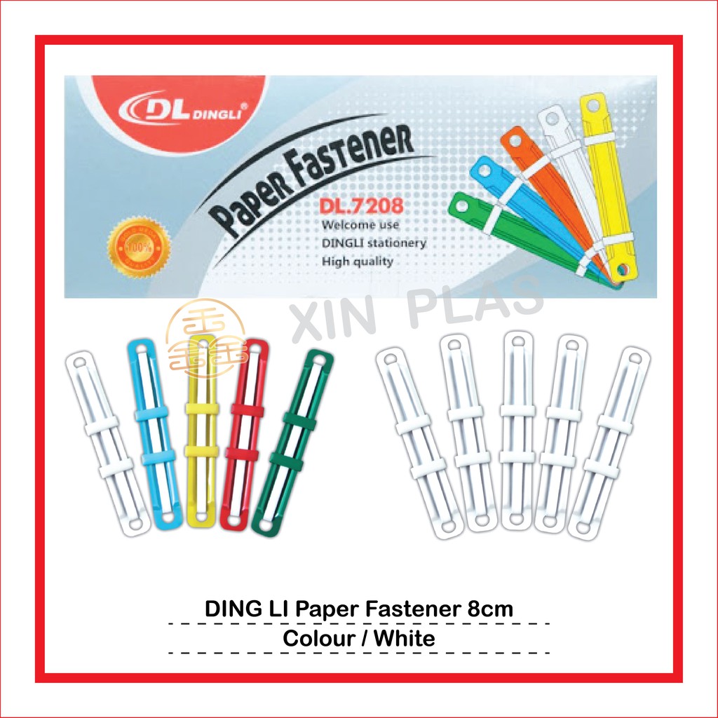 Ding Li Paper Fastener DL-7208 50'pcs/box (White/Colour)