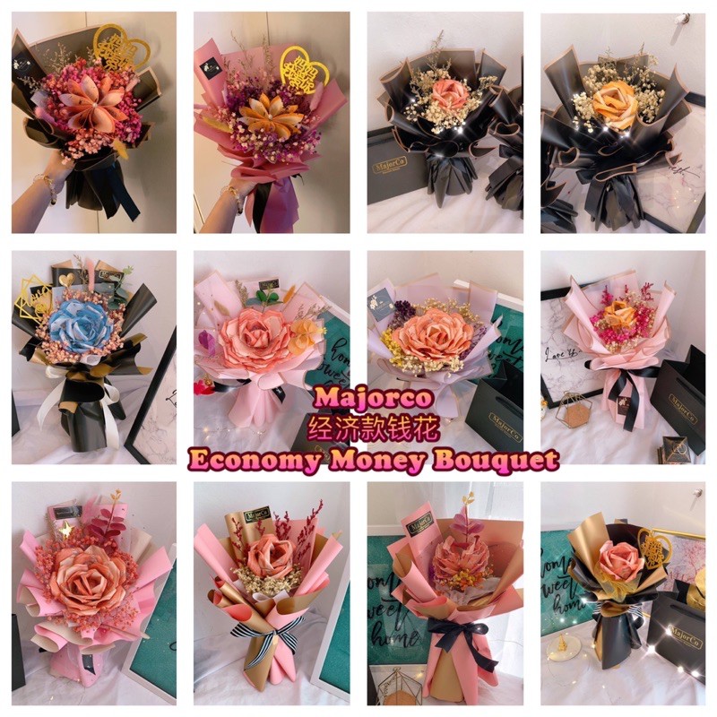 Ready Stock Bouquet Duit (harga termasuk duit pada bouquet) Money bouquet  Dry flower Baby Breath Bouquet Bunga Duit Bouquet / anniversary/ birthday/  motherday/ Valentineday