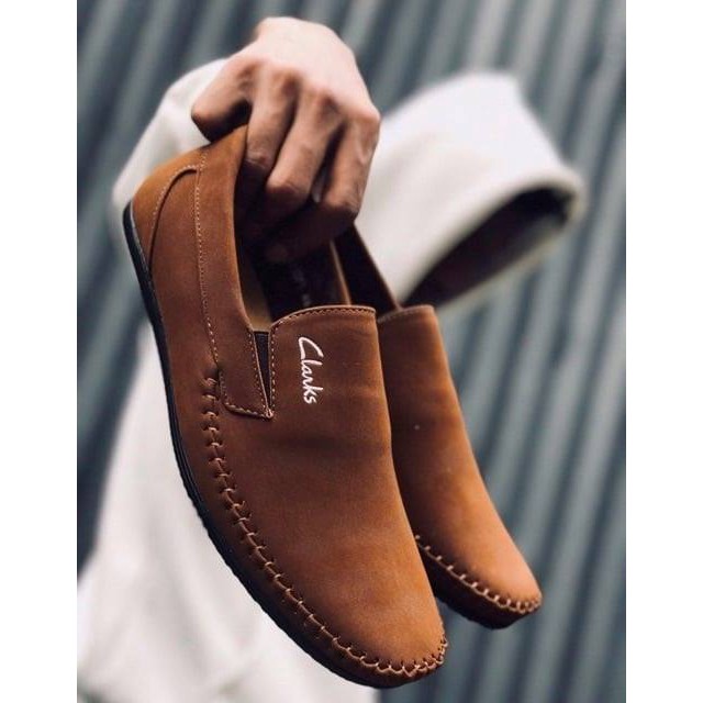 Clarks brown online loafers mens