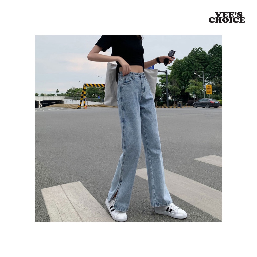 Korean Denim Aesthetic Wideleg Pants- Petite size Oversized