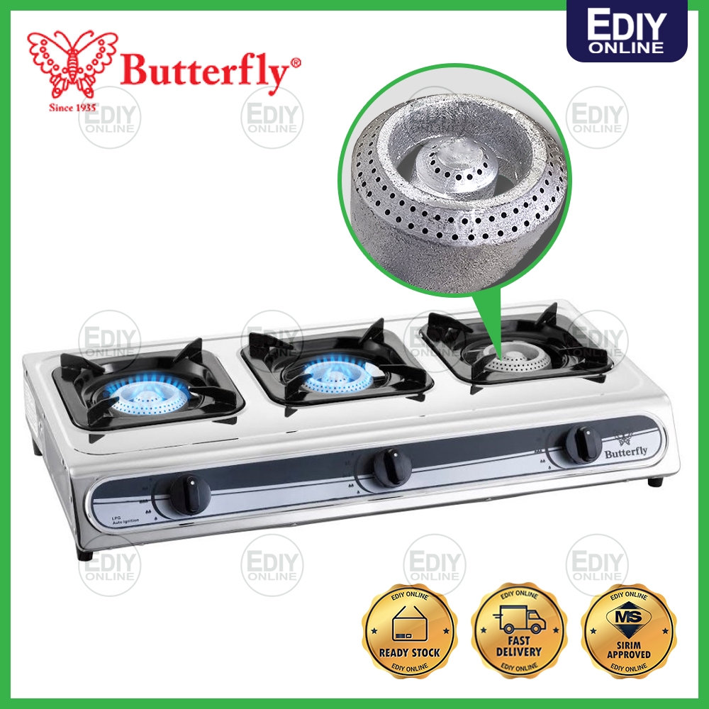 Butterfly 3 burner clearance stainless steel gas stove