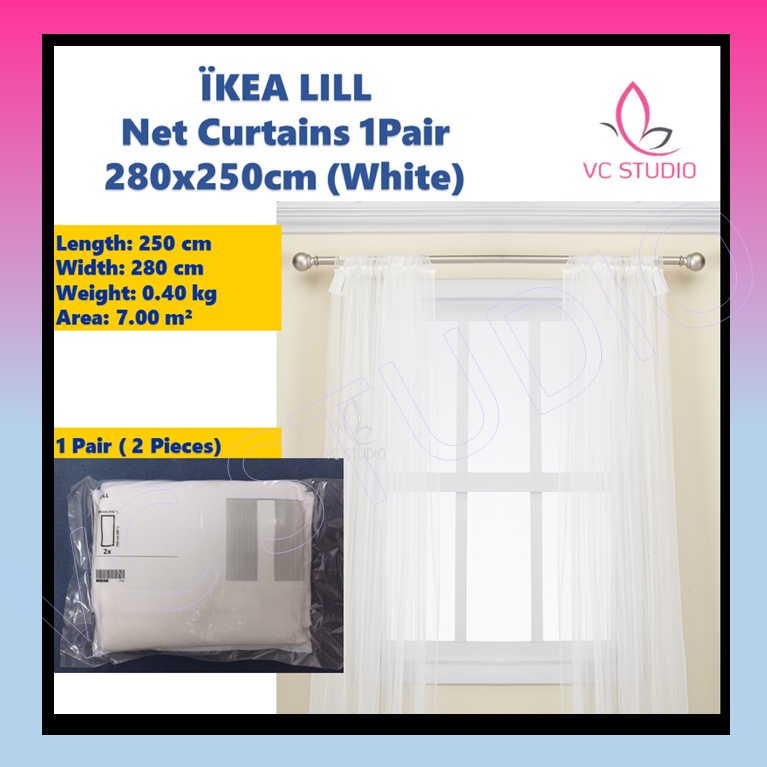 LILL Net curtains, 1 pair, white - IKEA