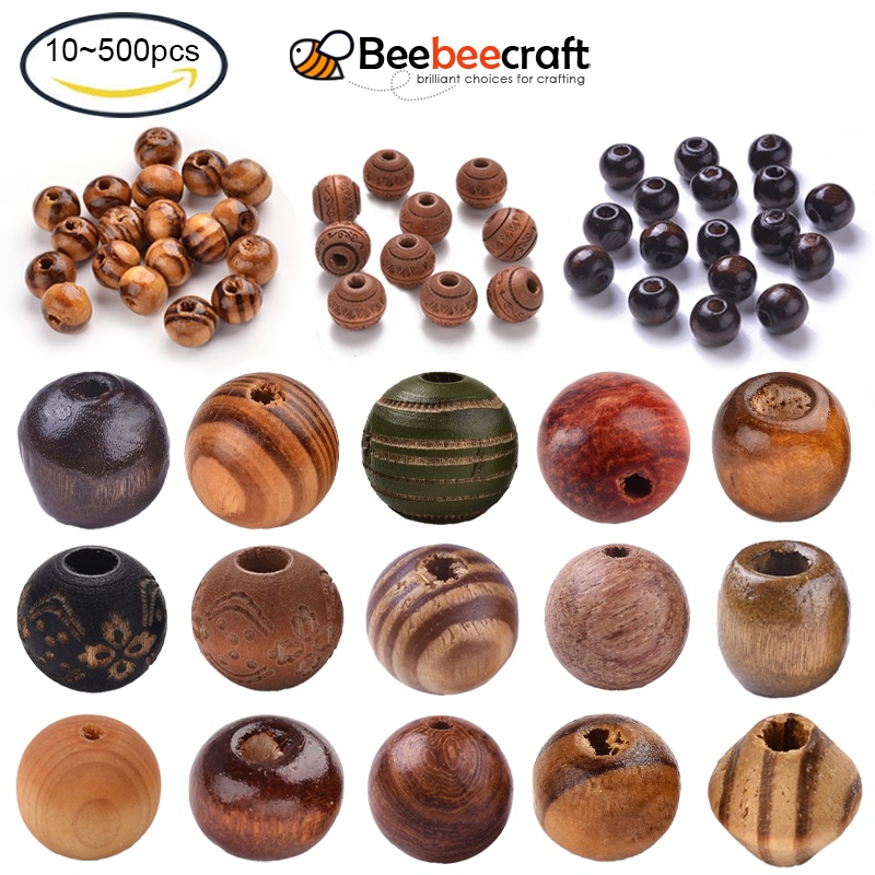 5-500pcs 6-25mm Colorful Wooden Beads Lead-Free Balls Round