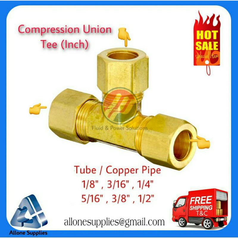 Compression Fitting 1/8 3/16 1/4 3/8 5/16 1/2 5/8 3/4 Straight  Equal Reducer Hex Brass Pipe Connector - Pipe Fittings - AliExpress