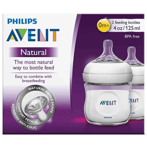 Philips Avent Natural Response Baby Bottle Pack of 4 4oz/125ml Flow 2  Nipple