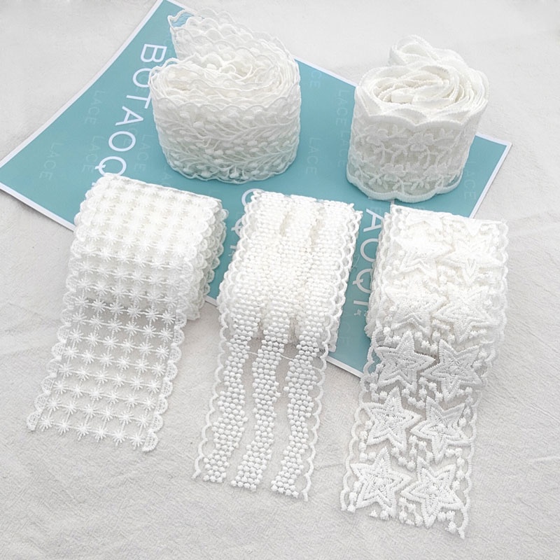 White Lace Trim Polyester Lace Frabic Decorative Lace Lace Ribbon DIY