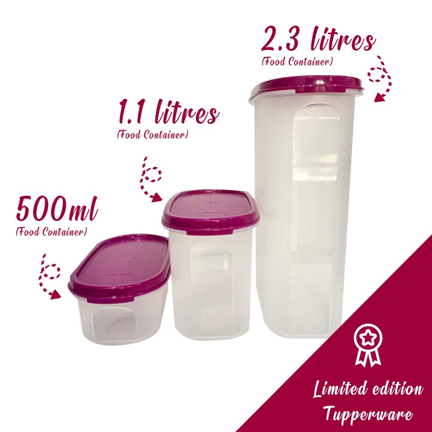 Tupperware Modular Mate Oval Plastic Container, 1.7 Litres, Set of