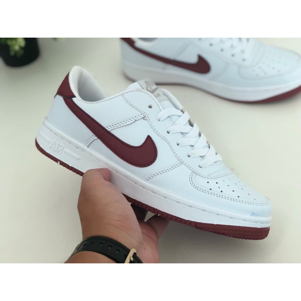 Sneakers Nike Air Force 1 White Maroon Shopee Malaysia