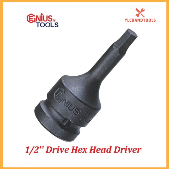 GENIUS 1/2'' DRIVE IMPACT HEX DRIVER SOCKET- MADE IN TAIWAN ( 4MM-19MM )