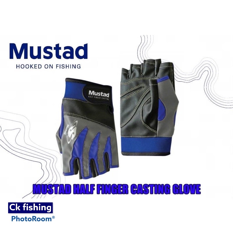 Mustad Fishing Glove Size M , L ,XL Model GL004 Half Finger