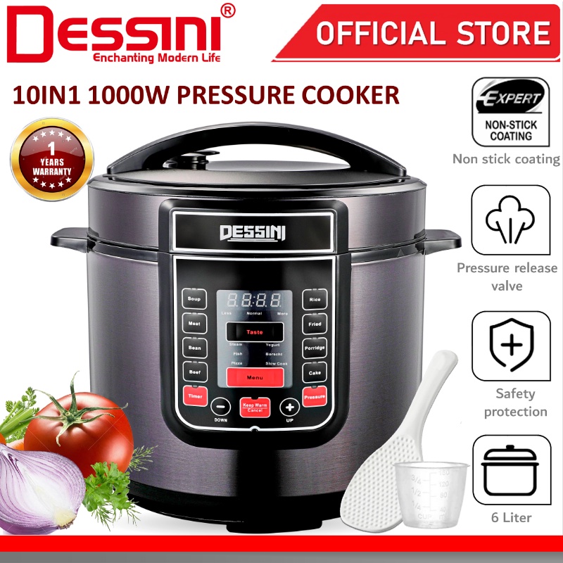 DESSINI ITALY 1L Electric Rice Cooker Lunch Box Non Stick Stainless Steel  Inner Pot with Steamer