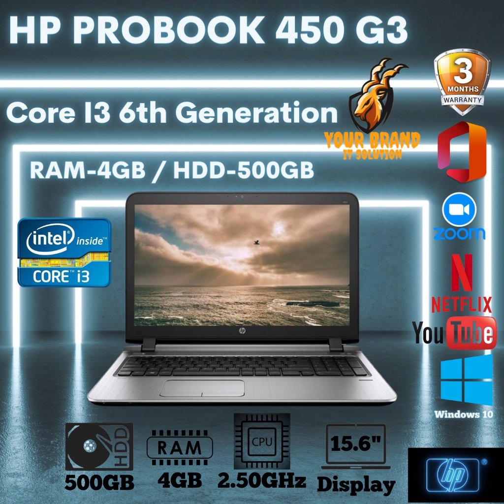 HP Probook 450 G3 | 4GB Ram | 500 GB Hdd | Core I3 6th Gen