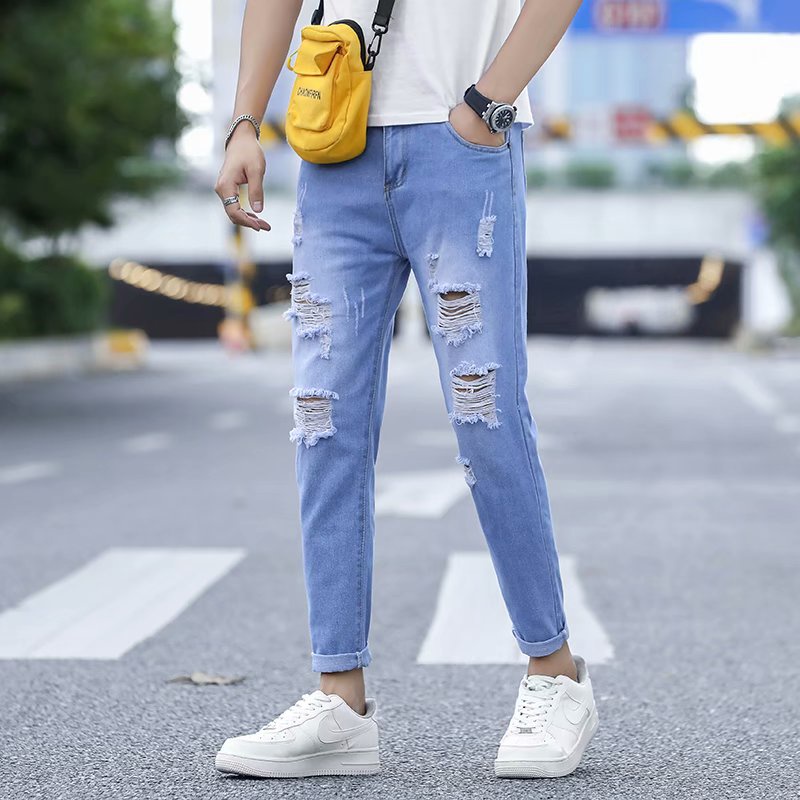 Jeans Men's 2023 Spring New Korean Style of Elastic Straight Jeans