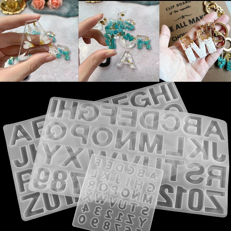 Low price 26 letters mold English alphabet silicone mold-Arabic numeral  mold-silicone key chain mold-epoxy resin pendant mold
