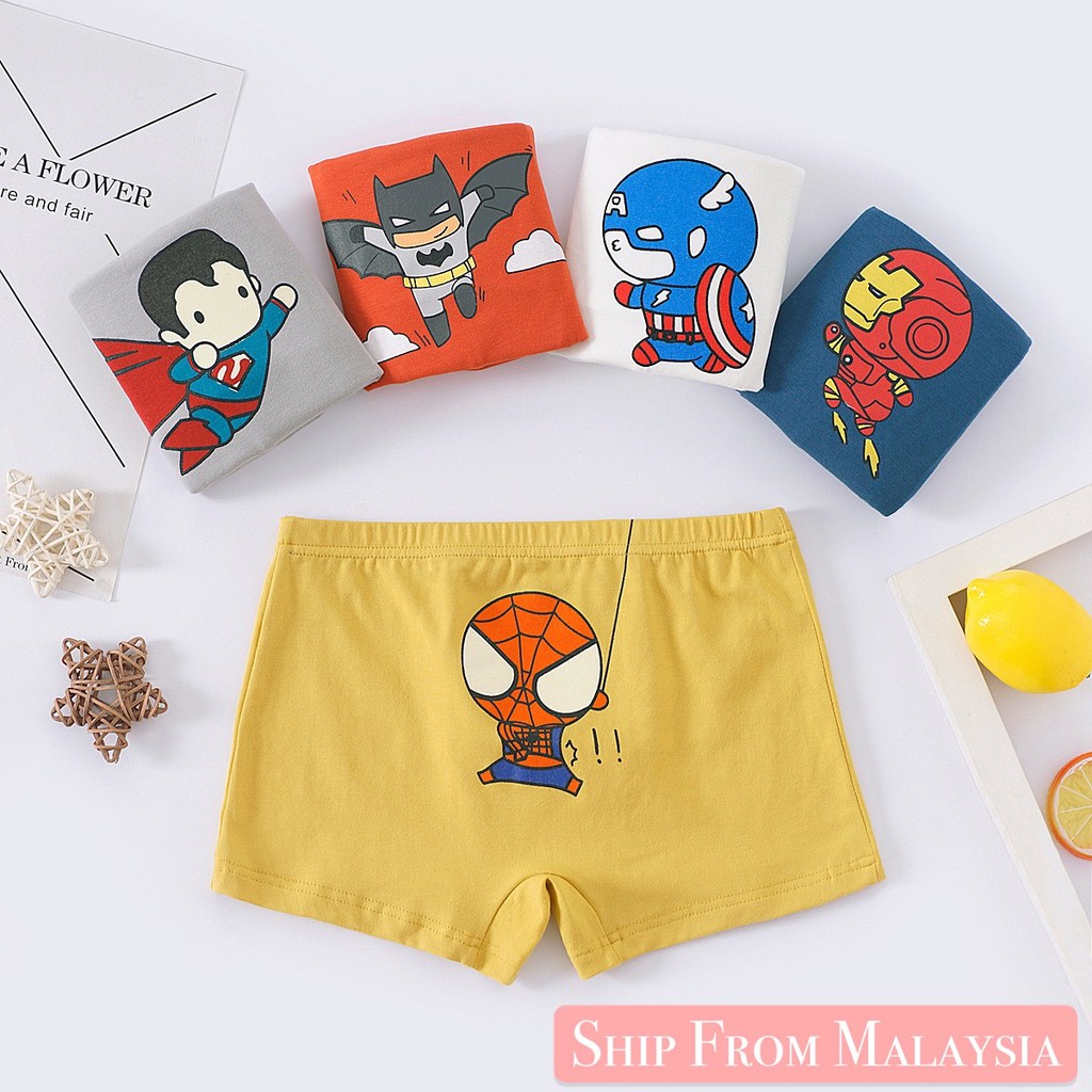 Local Ready Stock] 5pcs Set Kids Boys Marvel Superhero Boxer Underwear  Seluar Dalam Kanak Kanak