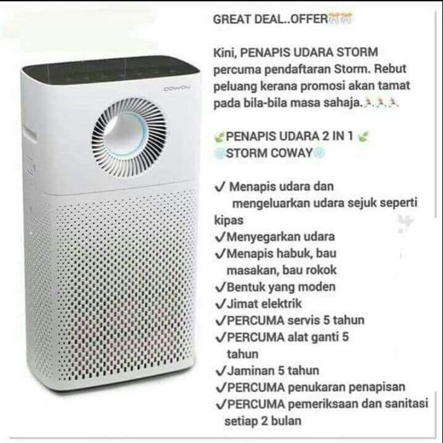 Kebaikan air purifier deals coway