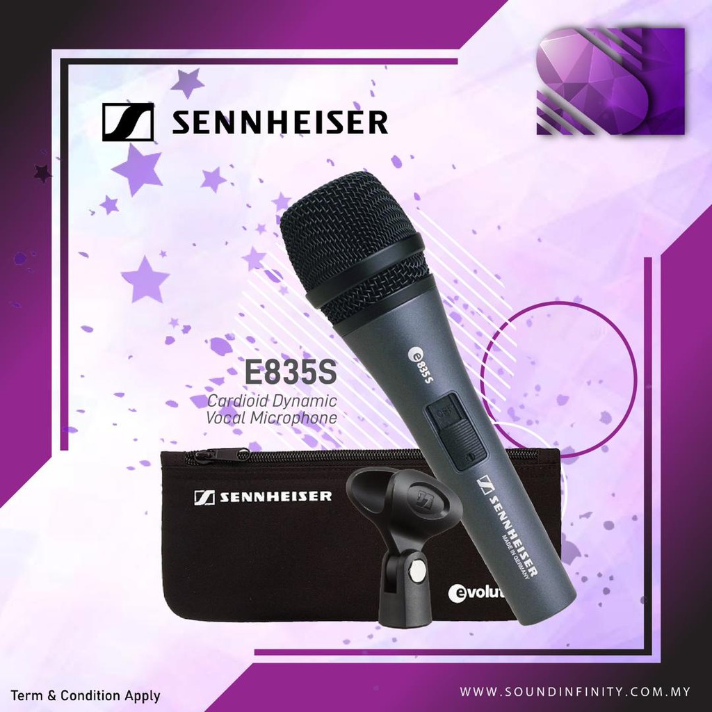 Sennheiser e835S Handheld Cardioid Dynamic Microphone with On/Off Switch