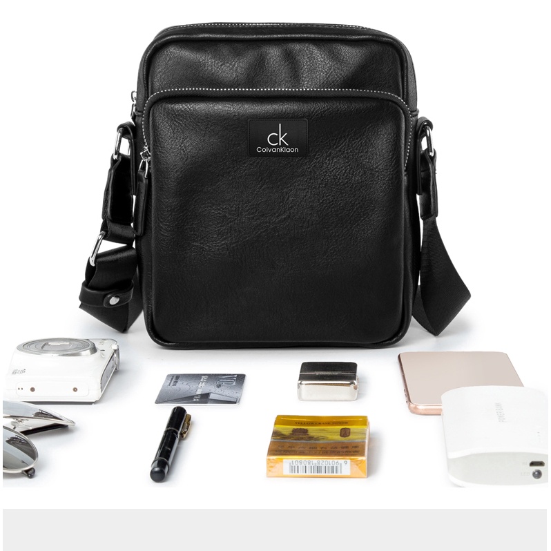 Calvin klein leather hot sale messenger bag