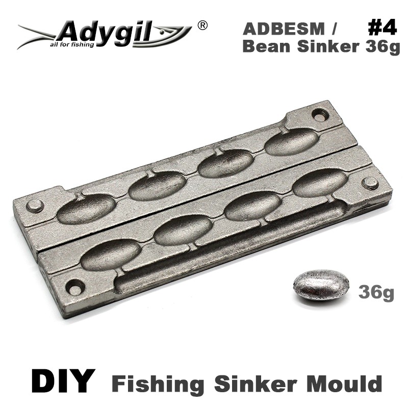 Adygil DIY Fishing Bean Sinker Mold ADBESM/#4 Bean Sinker 36g 4 Cavities