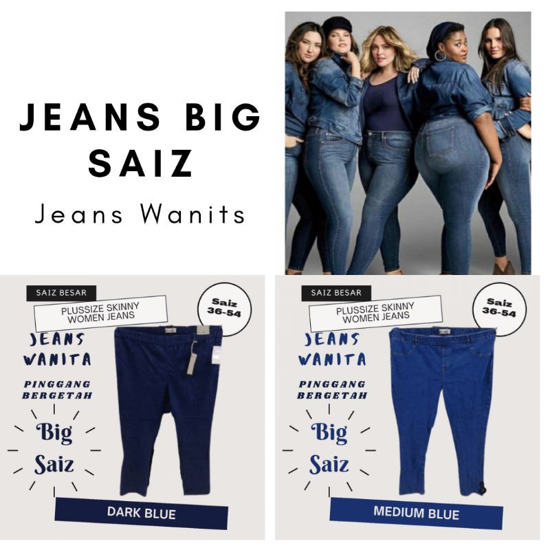 Seluar jeans perempuan plus size sale