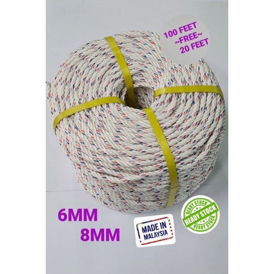 6MM/8MM PP ROPE/POLYPROPYLENE ROPE/NYLON ROPE(TALI IKAT LEMBU/KAMBING)尼龙绳