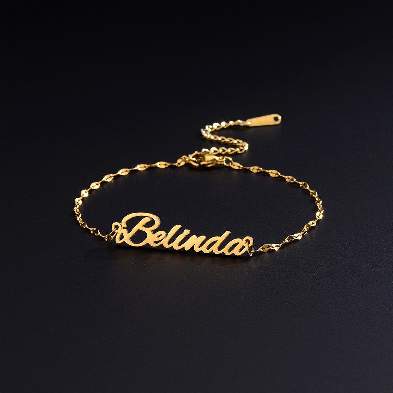 Ladies gold deals bracelet with name