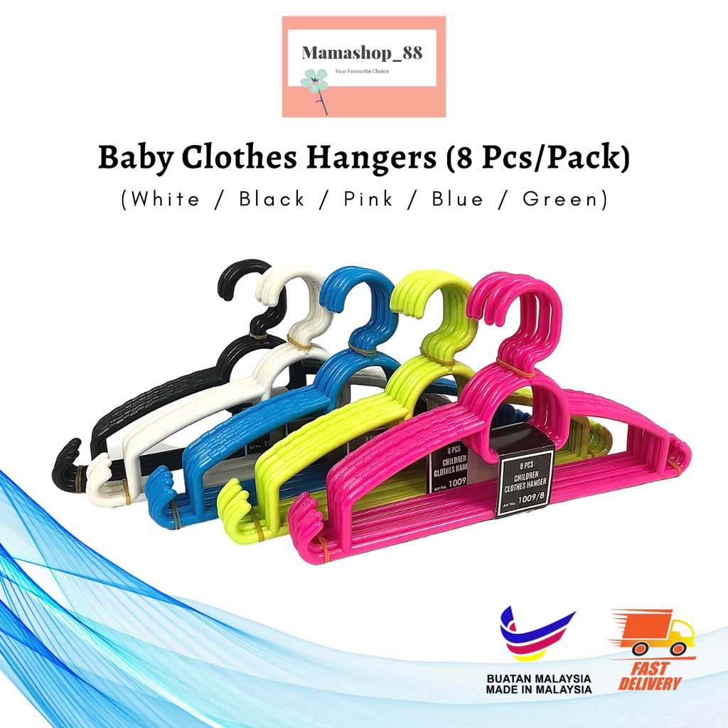 Pack Of 8 Children's Plastic Hangers