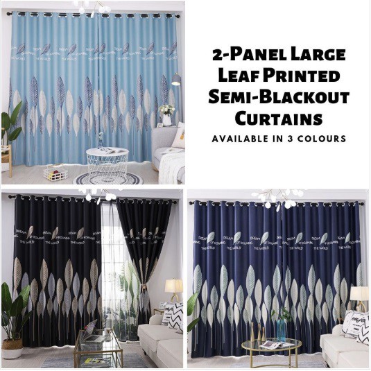 Leaf Print Blackout Curtains for Living Room Bedroom Window