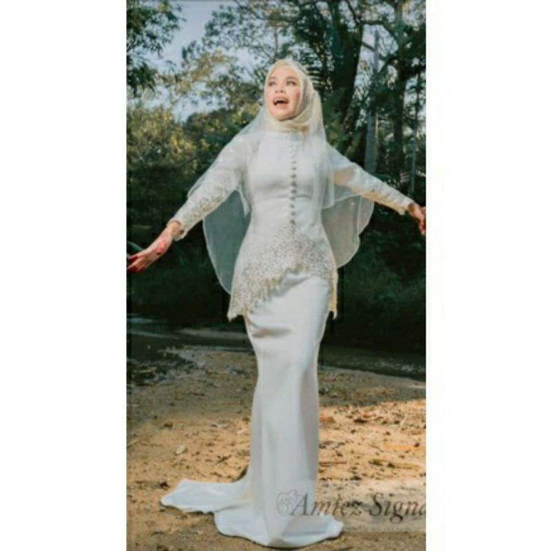 Design baju nikah shop lace dan satin