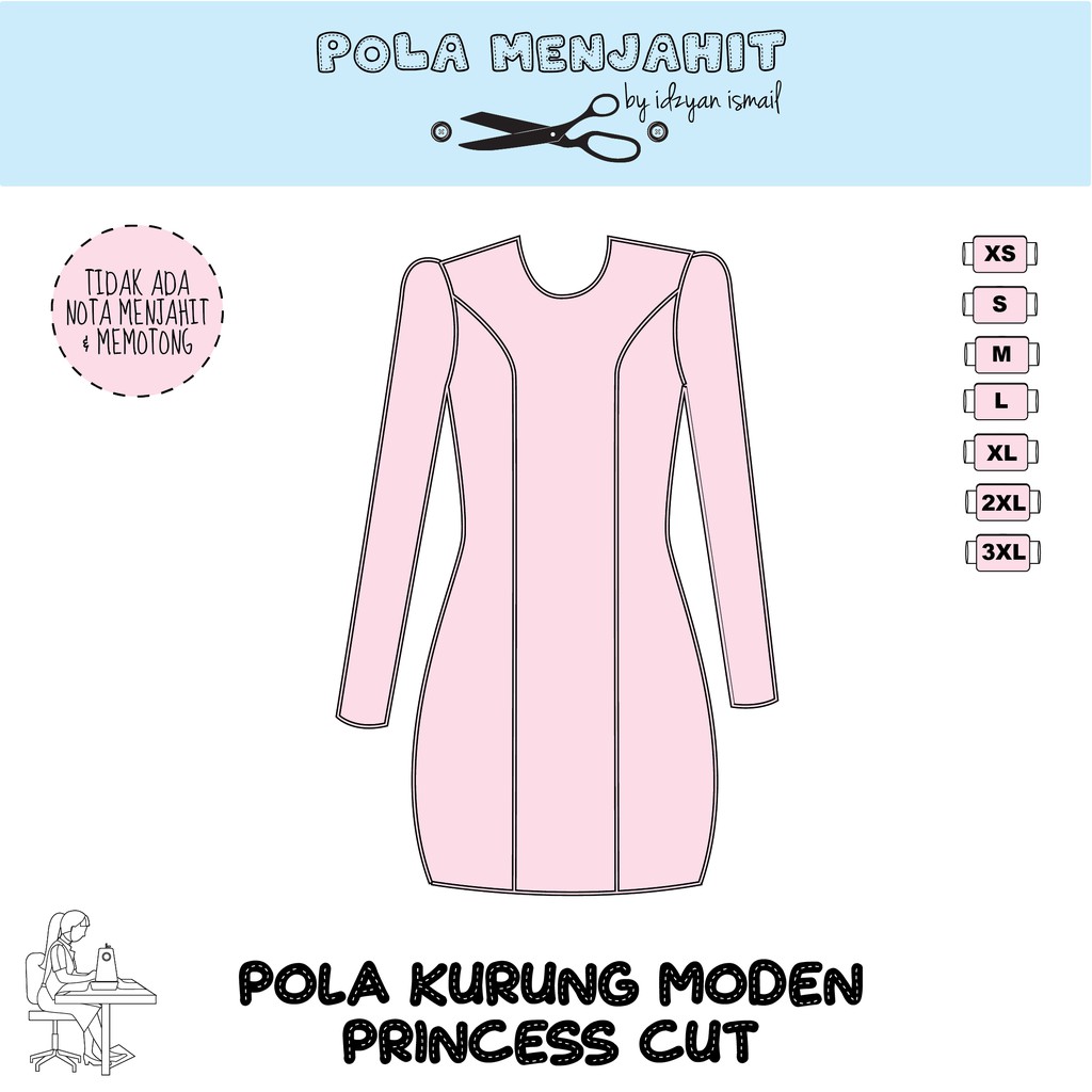 Pola baju kurung moden princess line store