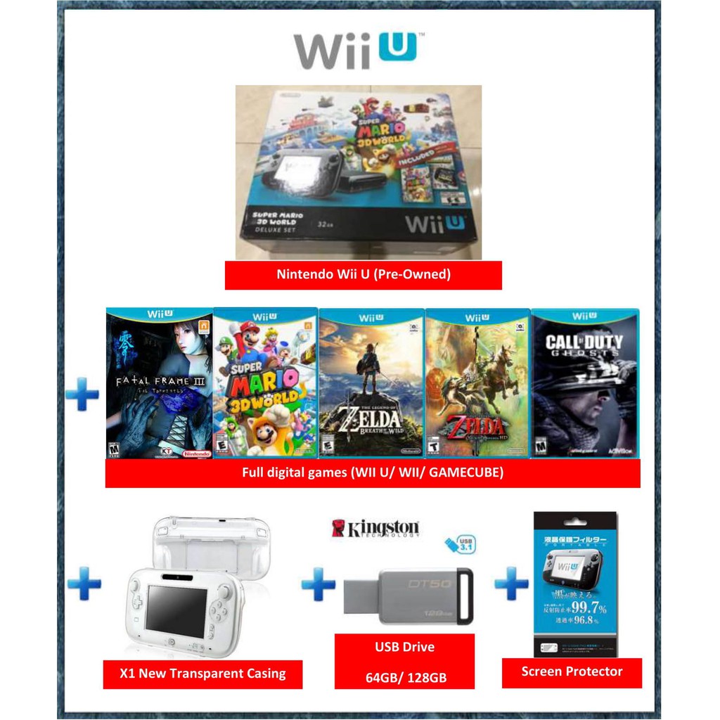 Nintendo Wii U Bundle 15 Pre Installed Games (Pre Owned) WII U | WII |  GAMECUBE | Shopee Malaysia