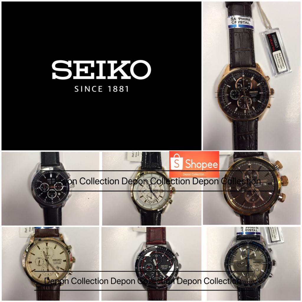 READY STOCK SEIKO CHRONOGRAPH WATCH WITH LEATHER STRAPS