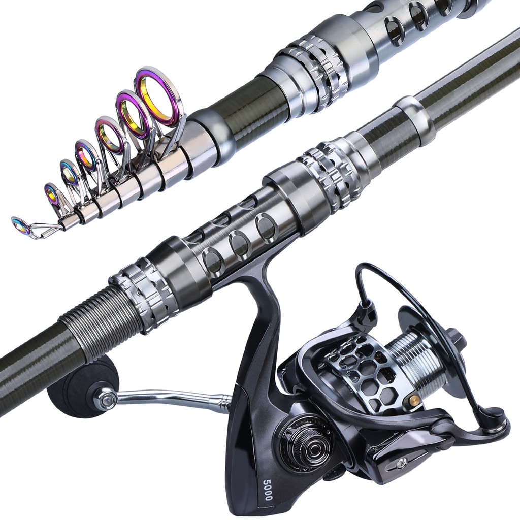 Sougayilang Telescopic Metal Fishing Rod Reel Set Saltwater Carbon Fiber  High Quality Fishing Rod 13+1BB 1000-4000 Fishing Reel Sea Fishing Set
