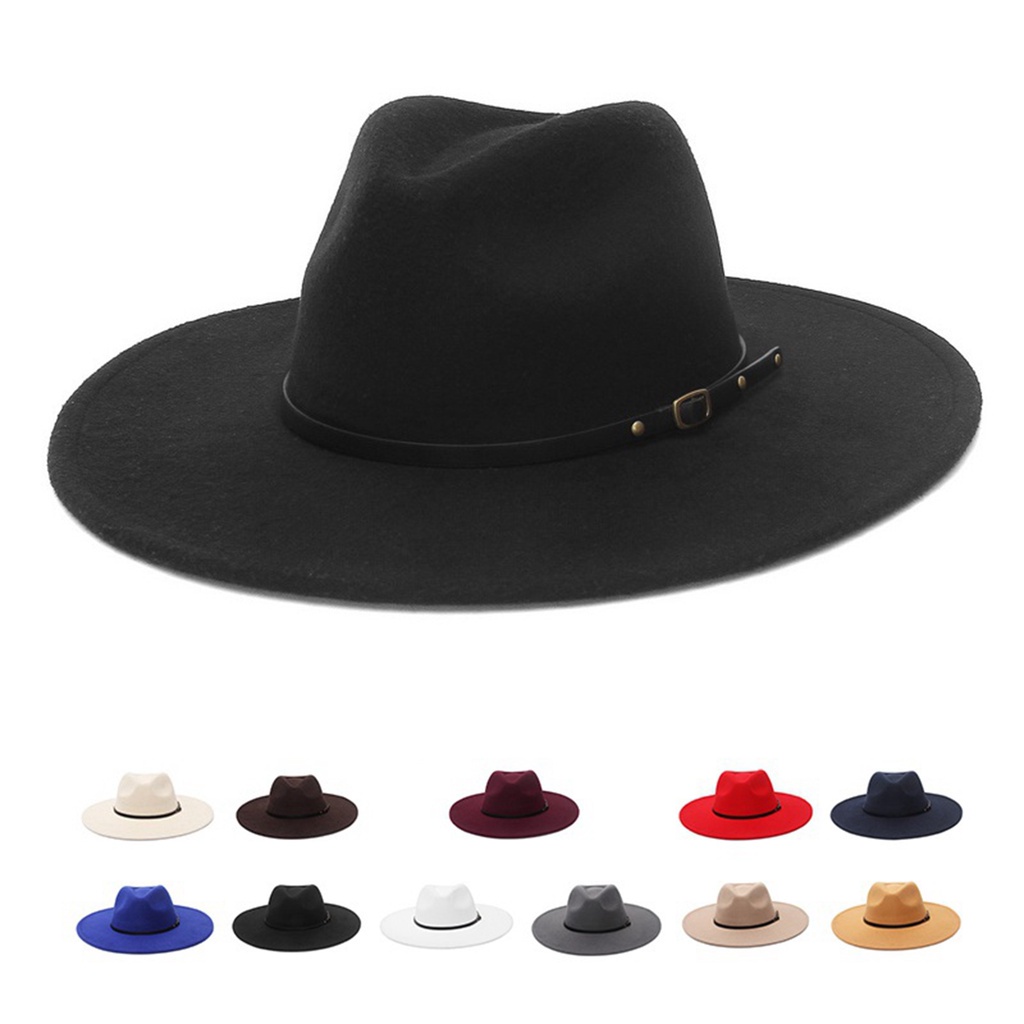 New 9.5cm wide-brimmed hats for men and women Fedora hats autumn