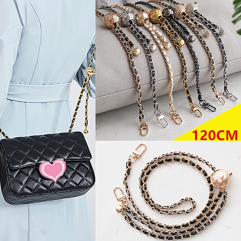 120CM Bag Strap Metal Chain Shoulder Strap Golden Ball Bag Chain