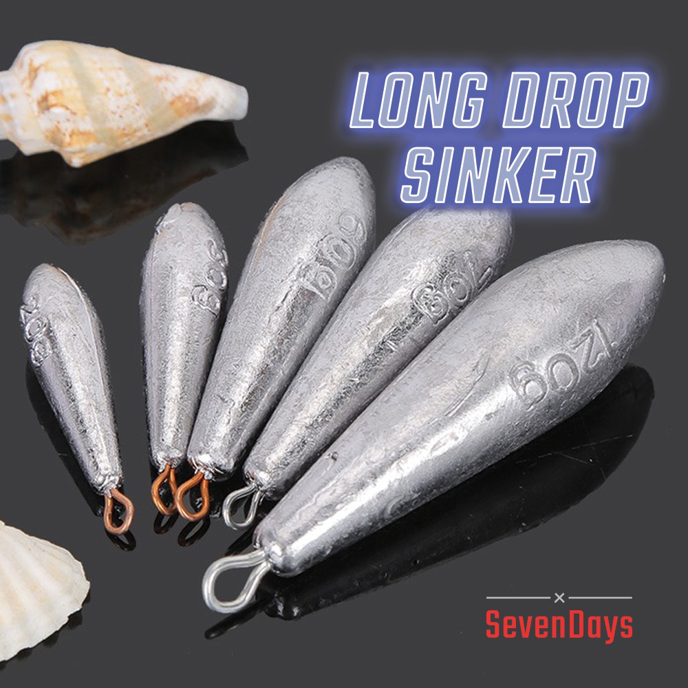5 PCS] Long Drop Lead Sinker (10g - 200g) Batu Ladung Timah Pancing Fishing  Sea Bottom Weight Pantai SB Dasar Kerapu