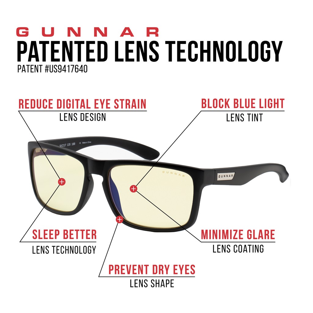 GUNNAR Blue Light Gaming & Computer Glasses Stark Industries Black