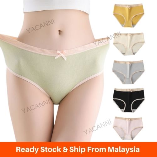 M-XL Size Candy Color Ribbon Cotton Panties Women Briefs Panty Celana  Spender Underwear Comfortable Seluar Dalam