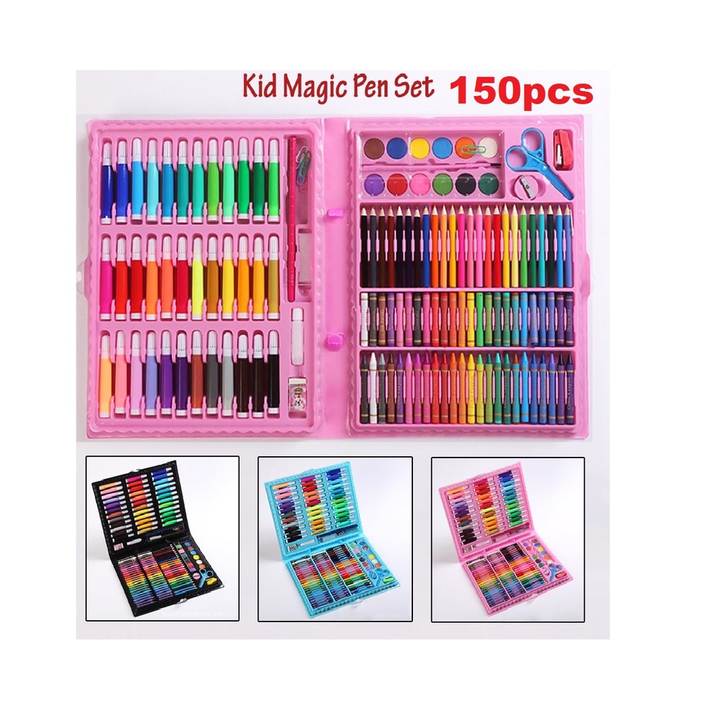 150pcs Children Kids Colored Pencil Painting Marker Pen Crayon Paint Brush  Drawing Tool Artist Kit School
