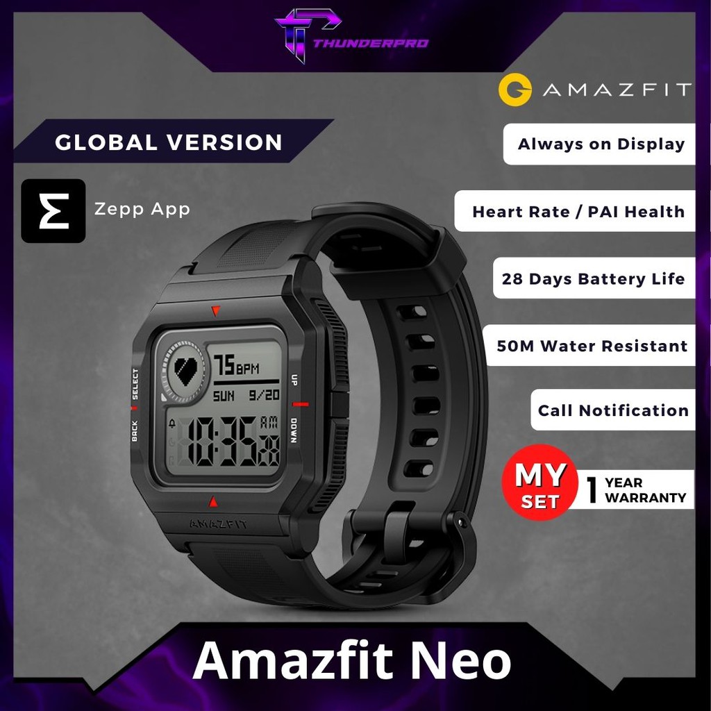 Neo Fitness Retro Smartwatch with Real-Time Workout Tracking, Heart Rate  and Sleep Monitoring, 28-Day Battery Life, Smart Notifications, 1.2