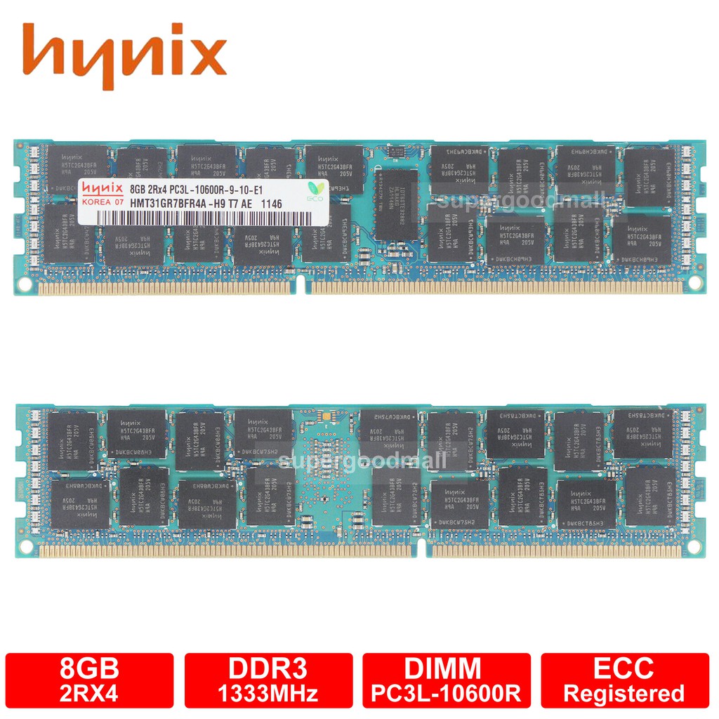 Hynix 8GB 2RX4 PC3L-10600R DDR3-1333MHz 1.35V 240PIN ECC