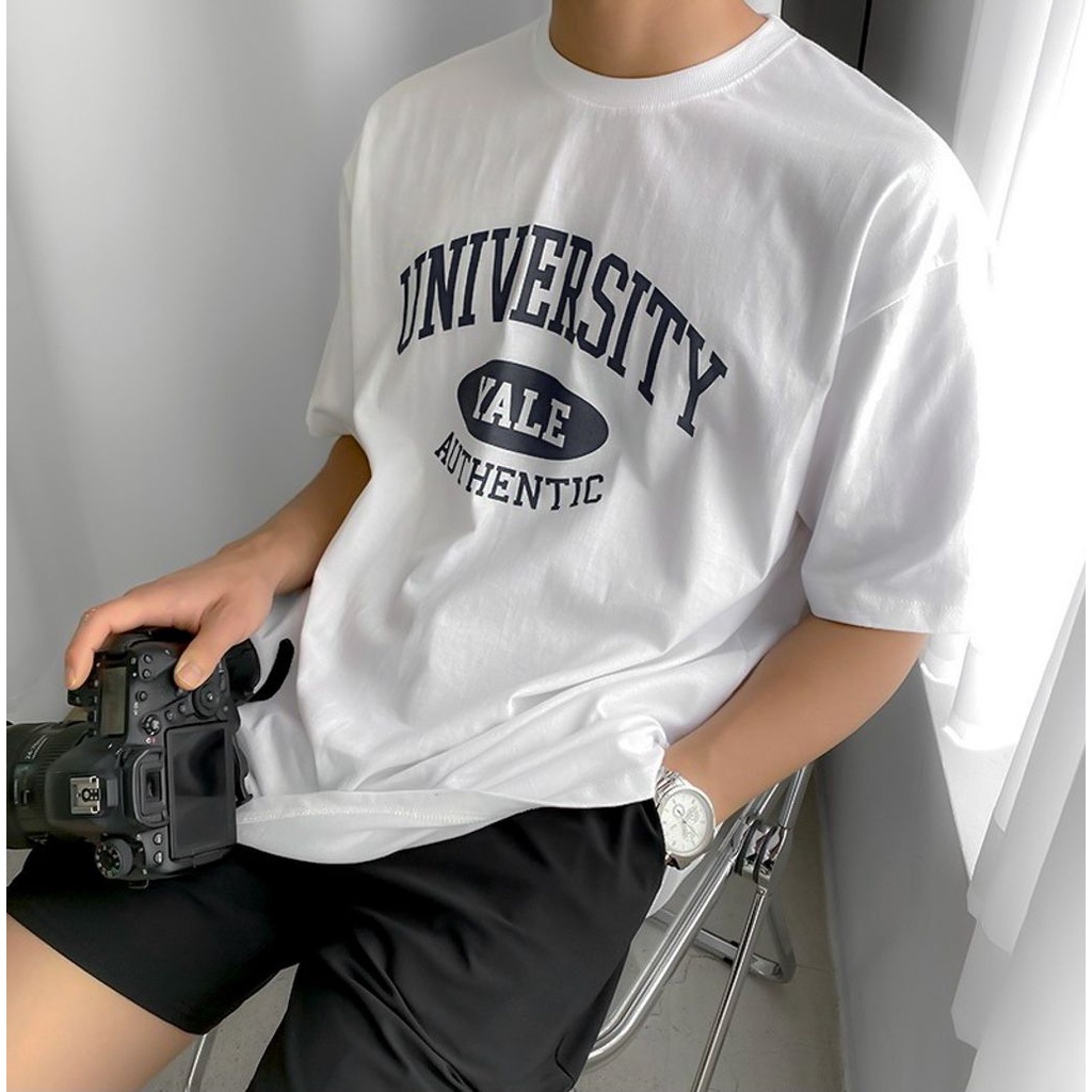 UNIVERSITY Print Oversized White T shirt 100 Heavy Cotton T shirt