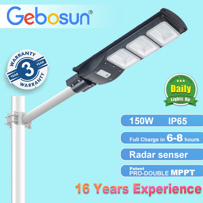 GEBOSUN 150W High brightness Solar Light LED Solar Street Light