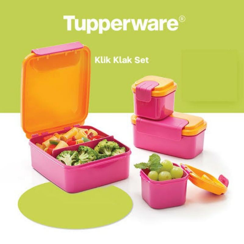 Tupperware Plastic Snack Box Klik Klak Container 250ml set of 3