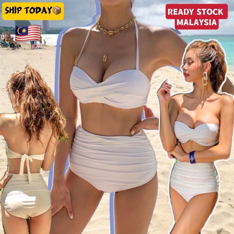 Malaysia Ready Stock Women Sexy Bikini Push Up Padded Bra Swimsuit Berenang  Wanita