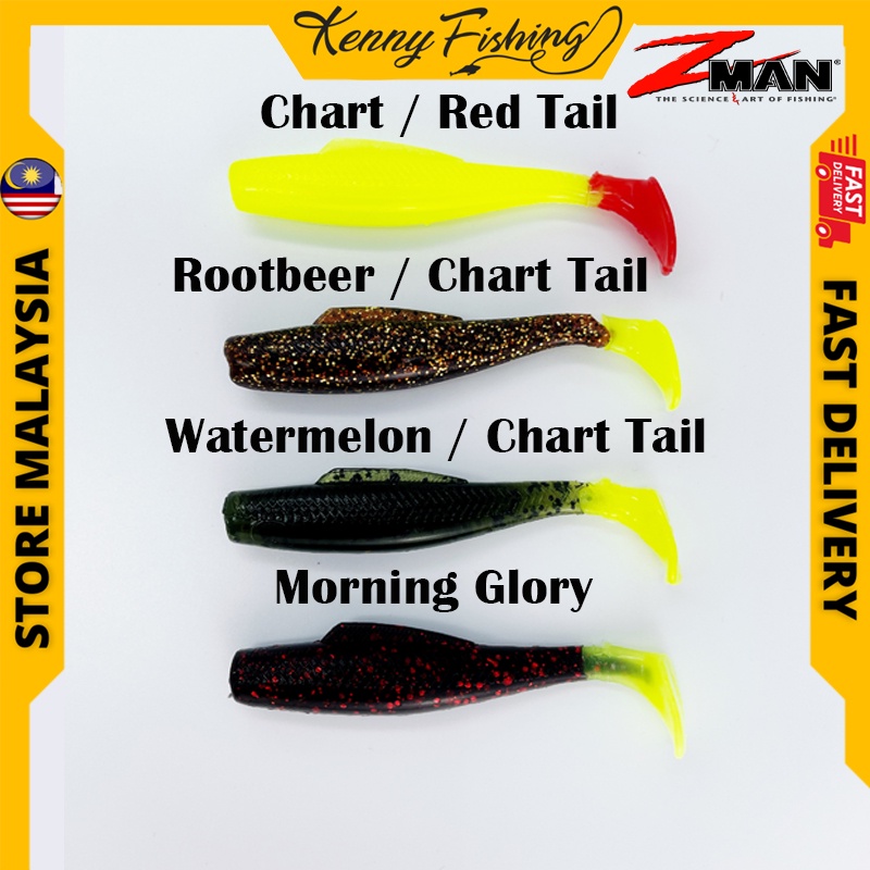 Z Man ORIGINAL MinnowZ 3 （ Watermelon Chart tail - Chart/Red Tail -  Morning Glory - Rootbeer / Chart Tail ) Zman z-man