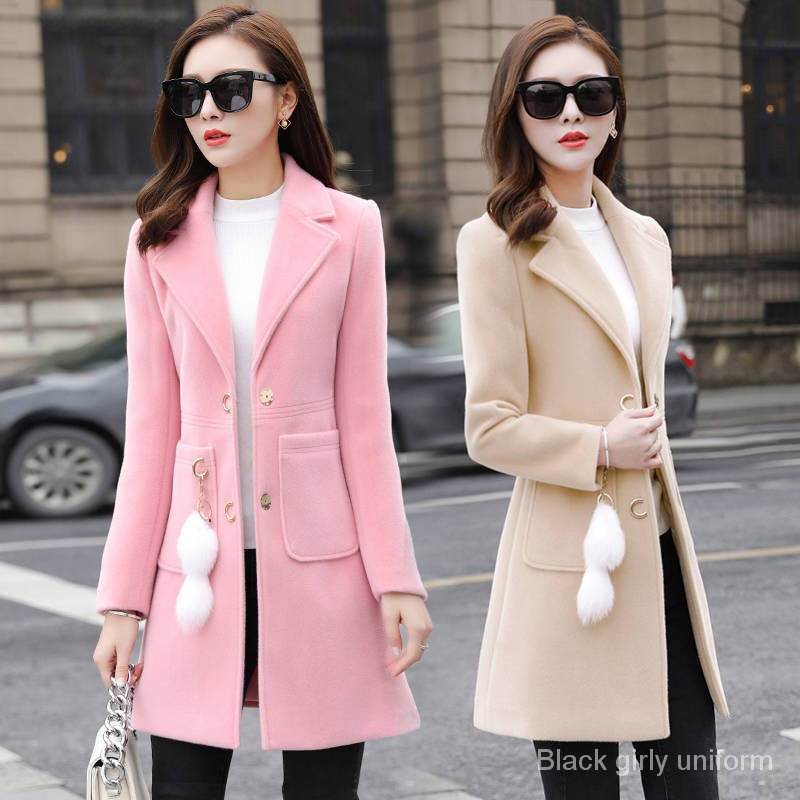 Black Dress Women's Fashion Double Slim Trench Coat Solid Color Jacket Long  Fall Dresses for Women 