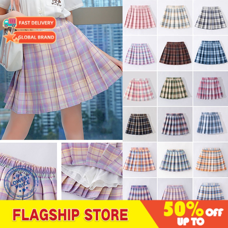 Girls College Style Jk Uniform Pleated Skirt + Short Sleeves Shirts+bowtie  School Students Sweat Clothes A07